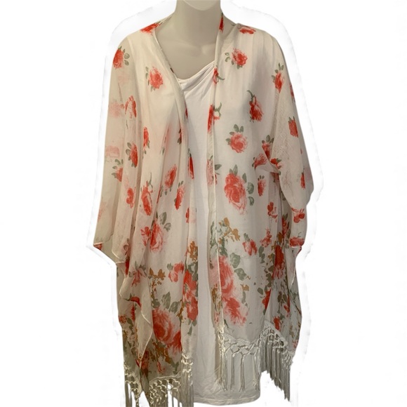 C Jackets & Blazers - C Brand Coral Floral Wrap (item#10052)